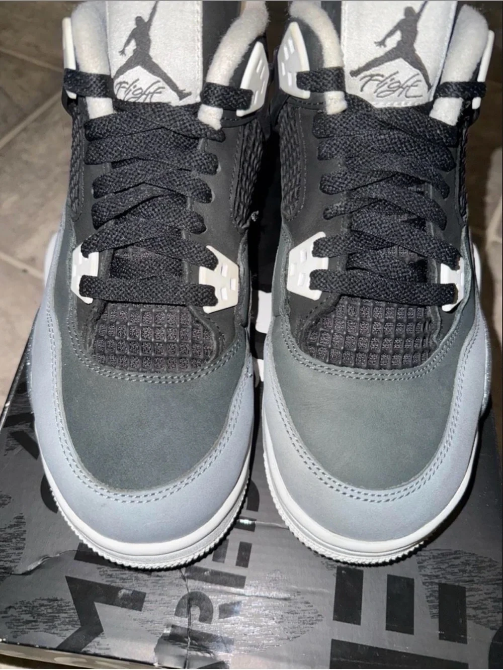 Jordan 4 fear size 6.5 authentic grey black white